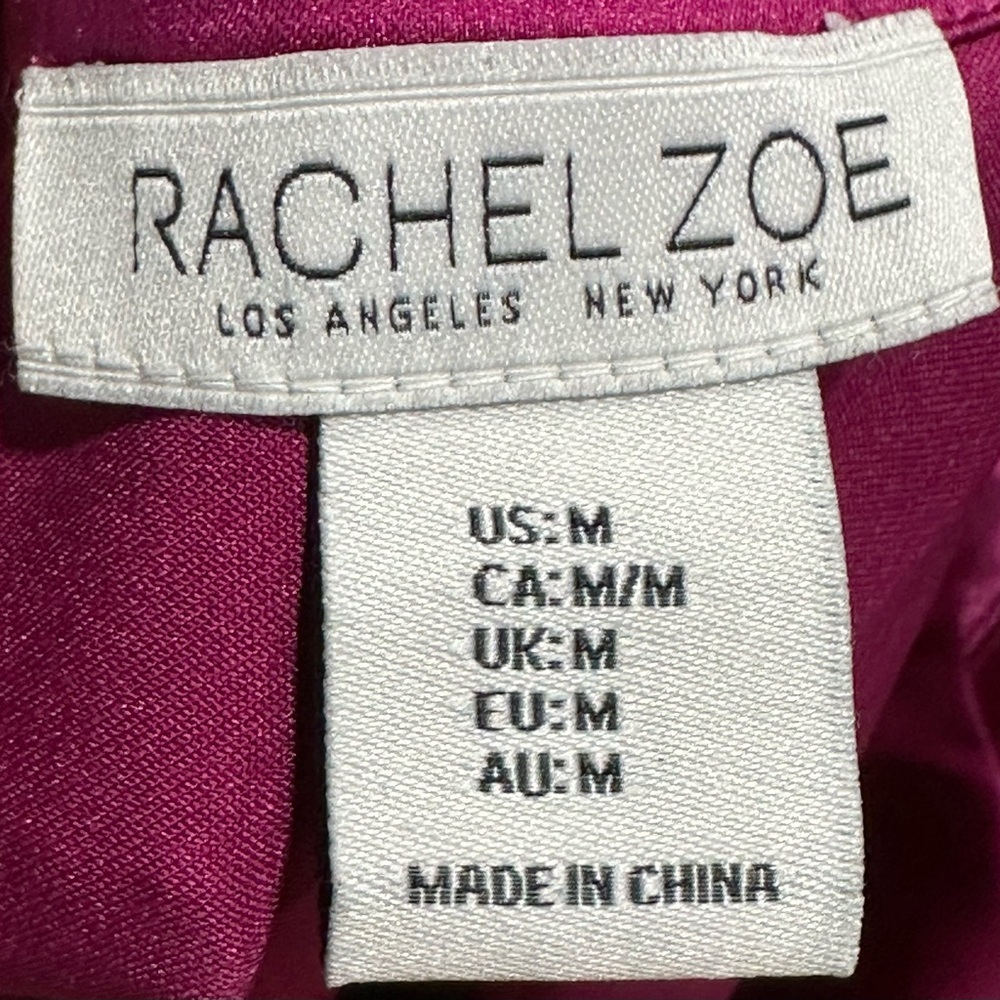 Rachel Zoe Satin Tie-Front Button Blouse Fuchsia Pink M PLEASE READ DESCRIPTION - Picture 6 of 7
